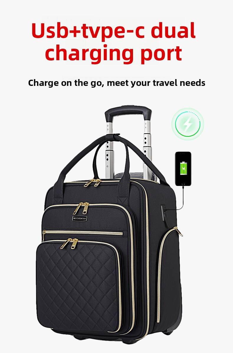 Foldable Rolling Luggage Bag - Dames Business Rolreistas Reiskoffer met wielen
