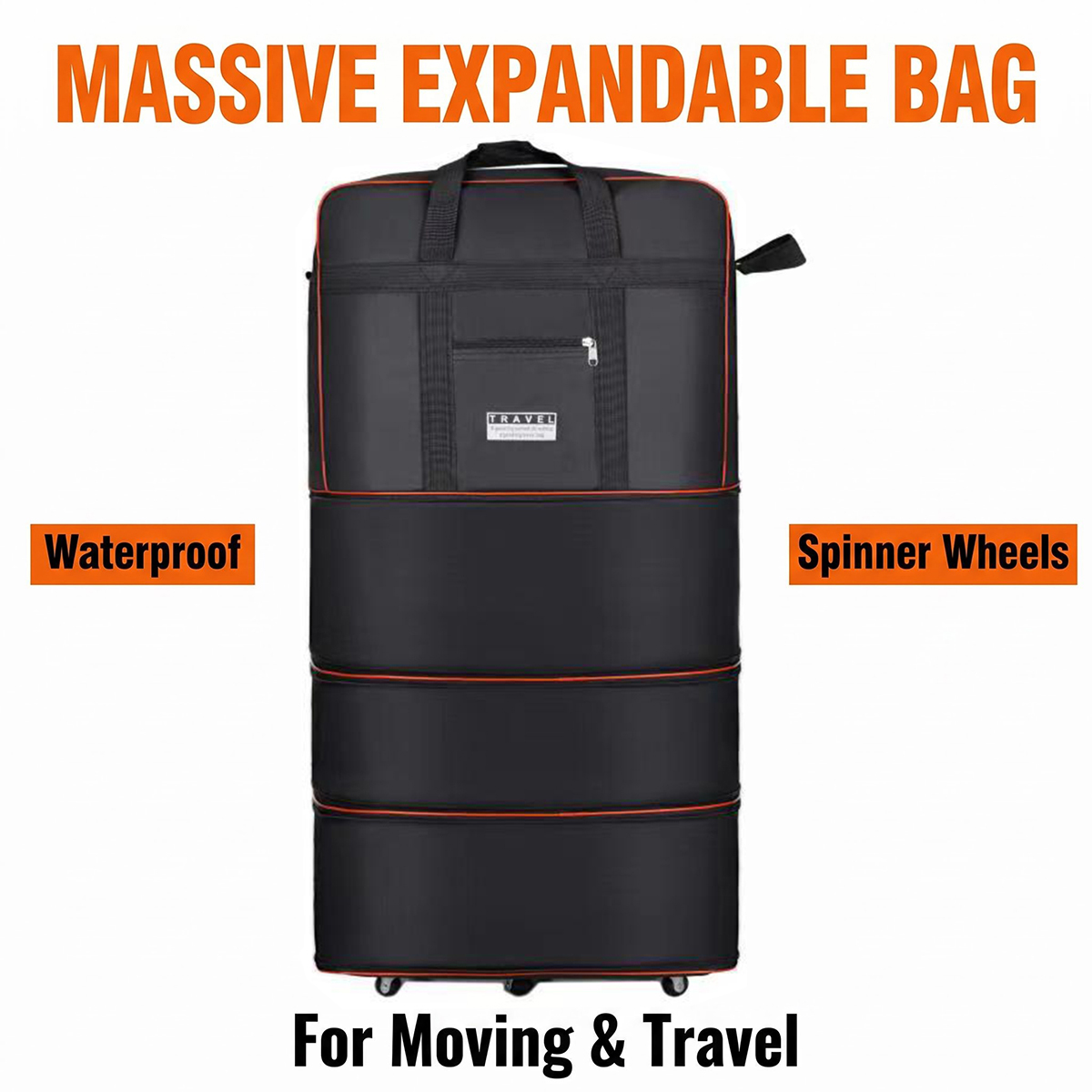 Foldable Rolling Luggage Bag - Reistas met wielen Uitbreidbare opvouwbare bagagetas