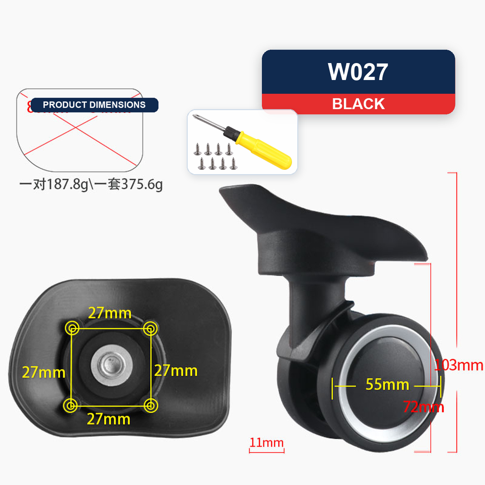 Silent Replacement Luggage Wheels - Zwarte vervangende bagagewiel voor Goldlion, slijtvast,