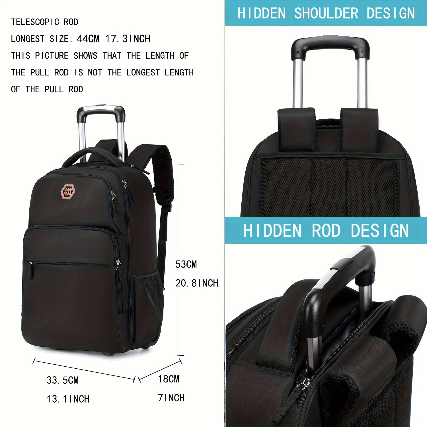40L Laptop Rugzak met Wielen,  - Foldable Rolling Luggage Bag recensie en prijs